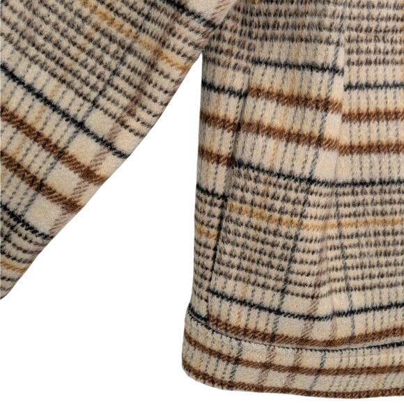 Joie Brown Plaid Fleece Button Down Jacket Coat Heritage Light Academia Medium - Picture 4 of 14